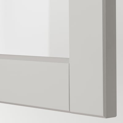 Close-up of METOD kitchen cabinet frame, showcasing sturdy, smooth, and sleek light grey finish.
