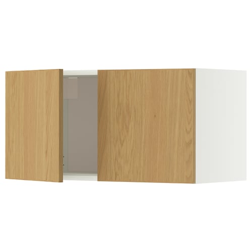 METOD Wall cabinet with 2 doors, white/Sinarp oak veneer, 80x40 cm