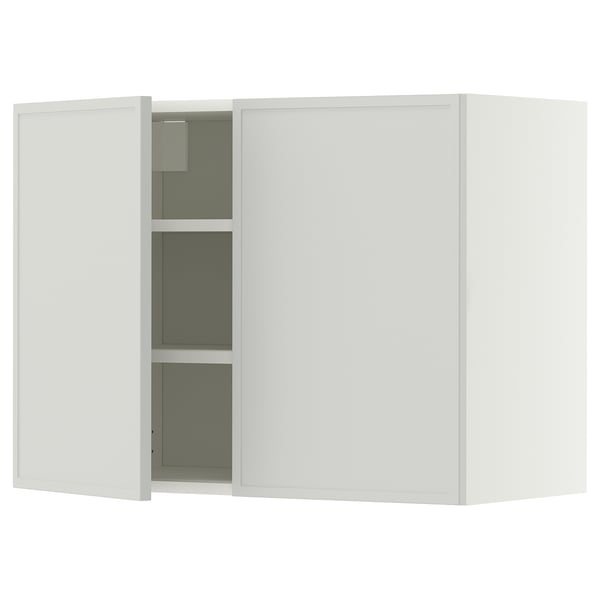 METOD Wall cabinet with shelves/2 doors, white/Aspudden light grey, 80x60 cm