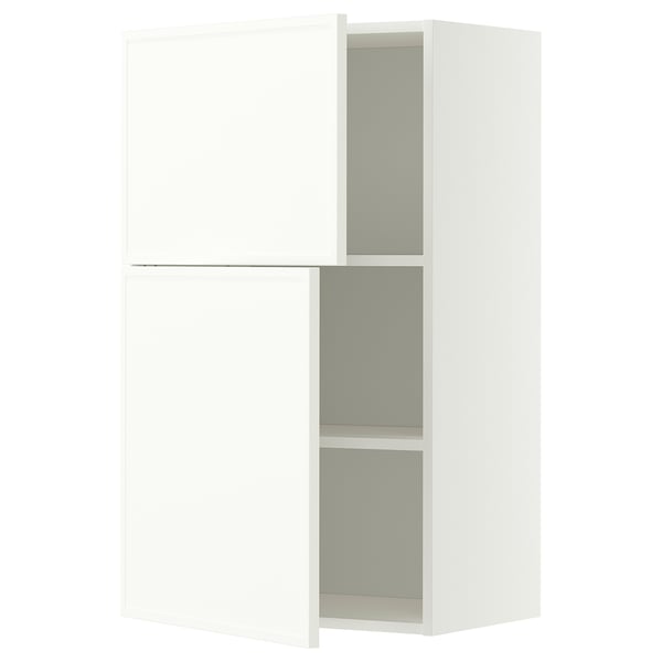 METOD Wall cabinet with shelves/2 doors, white/Aspudden matt white, 60x100 cm