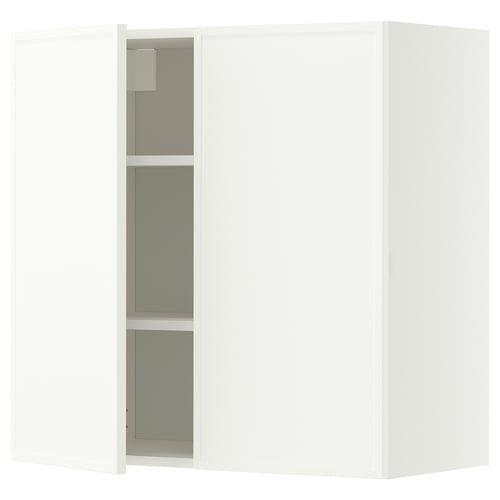 METOD Wall cabinet with shelves/2 doors, white/Aspudden matt white, 80x80 cm