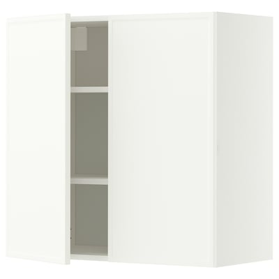 METOD Wall cabinet with shelves/2 doors, white/Aspudden matt white, 80x80 cm