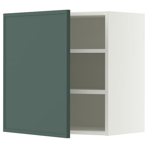METOD Wall cabinet with shelves, white/Aspudden dark grey-green, 60x60 cm