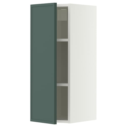 METOD Wall cabinet with shelves, white/Aspudden dark grey-green, 30x80 cm