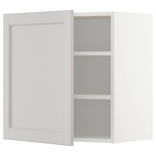 White METOD kitchen cabinet with 3 shelves, modern design, clean lines, bevelled edges.
