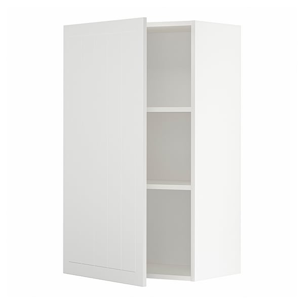 A white METOD kitchen wall cabinet with a single door and inner shelves. The cabinet is rectangular and has a modern design.