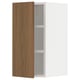 An open METOD kitchen wall cabinet with a tistorp walnut brown door, featuring smooth surfaces and simple design.