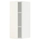 White ikea METOD kitchen cabinet, tall and slim, with one open shelf.