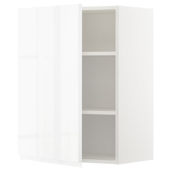 METOD wall cabinet, high gloss white, modern design, 3 adjustable shelves.