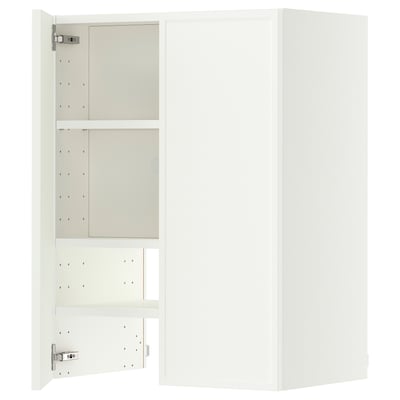 METOD Wall cb f extr hood w shlf/door, white/Aspudden matt white, 60x80 cm