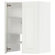 White wall-mounted kitchen cabinet, METOD series, with adjustable shelves and off-white doors.
