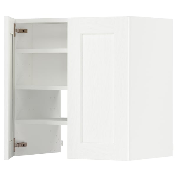 A white METOD kitchen cabinet with adjustable shelves and reversible door.