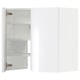 White METOD kitchen cabinet, modern, glossy, square, three shelves, adjustable, left or right door.