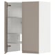 Open METOD kitchen cabinet in grey-beige with adjustable shelves. Modern design, matte finish, rectangular shape.