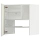 A white METOD kitchen cabinet with adjustable shelves and metal hinges.