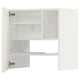 An open white METOD kitchen cabinet with adjustable shelves and hinges.