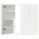 White METOD kitchen cabinet, glossy finish, rectangular shape, with two open shelves.