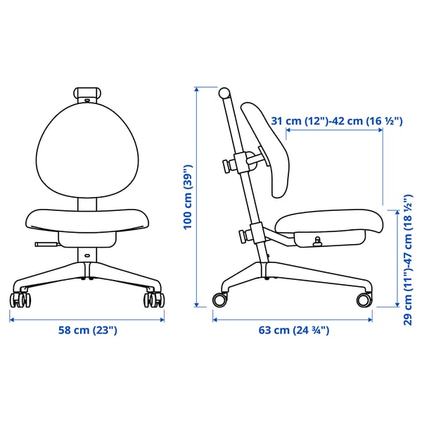 Illustration with measurements for the product: MICKE.