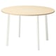 MITTZON round meeting table, light wood top, white legs, modern design.