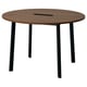 A round wooden conference table named MITTZON with black metal legs, designed for small group meetings in office or lobby spaces.