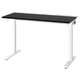 MITTZON desk: black rectangular tabletop, white metal legs, adjustable height, sleek modern design.