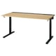 MITTZON height-adjustable desk in light oak with black frame, sleek rectangular design with cable management.