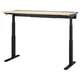 MITTZON sit/stand desk: black legs, beige top, adjustable height, dual motors, sturdy.