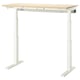 MITTZON ergonomic sit/stand desk, white. Wood top, white legs, adjustable height.