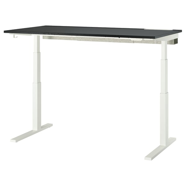 MITTZON desk: black top, white legs, adjustable.