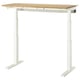 This image shows a MITTZON sit-stand desk in beige with a light wood top and electric height adjustment.