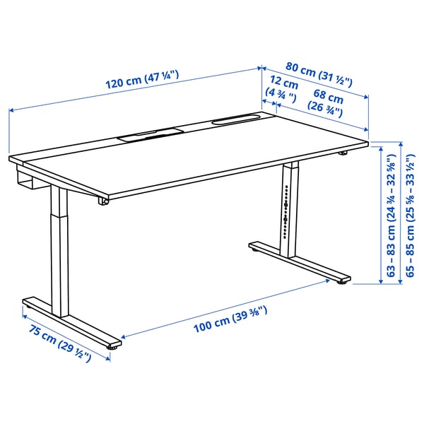 Illustration with measurements for the product: MITTZON.