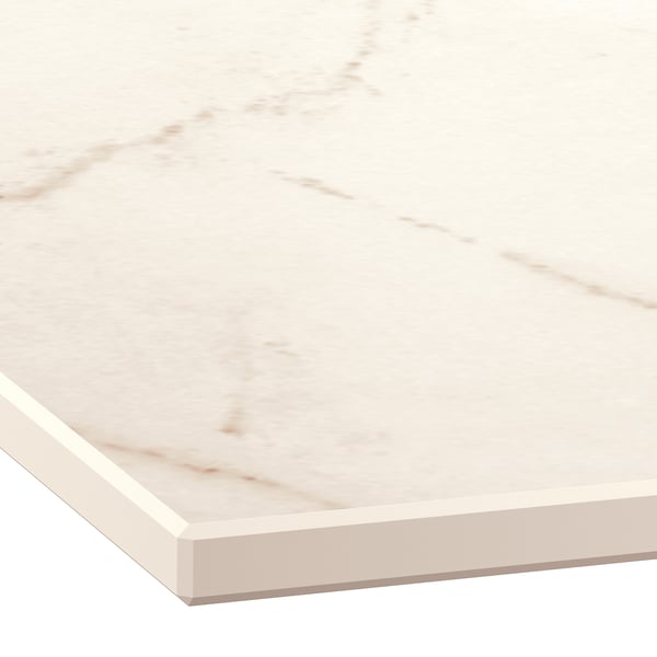 Close-up of MÖCKLARP high-pressure porcelain worktop, showcasing smooth, durable, and clean surface with subtle veining, perfect for kitchen use.