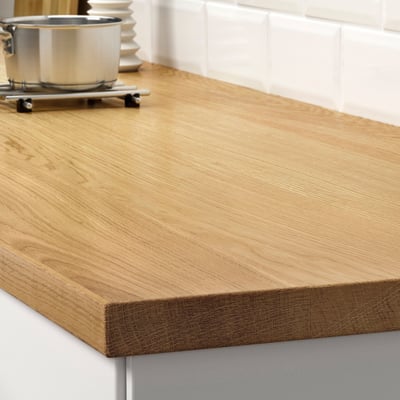 Oak kitchen countertop, natural, durable, eco-friendly.