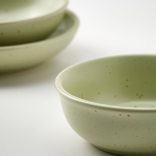 MOSSMAL Plate/bowl set of 3, dot pattern/light green