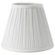 A white MYRHULT lamp shade. Its round, pleated, and made of polyester.