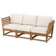 A beige NÄMMARÖ outdoor sofa with wooden frame, four cushions, and slatted design.