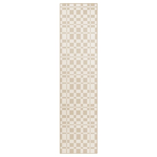 NATTÅG rug, beige, rectangular, with small chequered pattern.