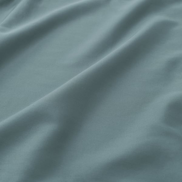 Blue-green sateen pillowcase, smooth & luxurious.