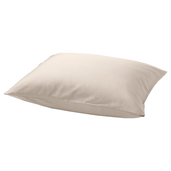 NATTJASMIN cream pillowcase, soft sateen-weave, rectangular shape with envelope closure, made from 60% cotton and 40% lyocell for comfort.