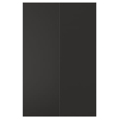 NICKEBO black cabinet front, square, sleek modern design, made from recycled materials.