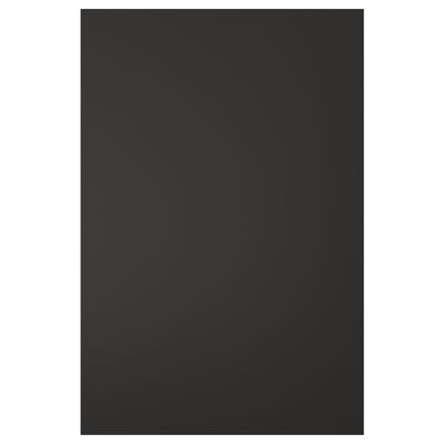 Black NICKEBO cabinet front, made from recycled wood and plastic, sleek and modern design.