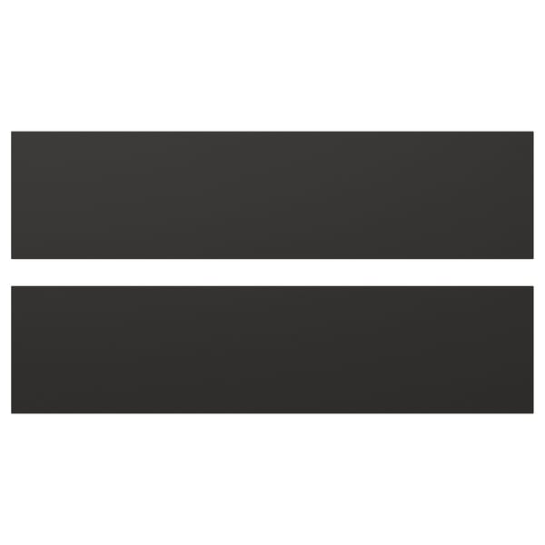 Black rectangular panels, NICKEBO fronts, stylish modern design, recycled materials.