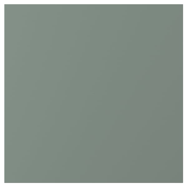 Square NICKEBO panel in grey-green, smooth foil finish.