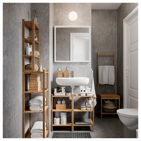 NISSEDAL Mirror, white, 65x65 cm