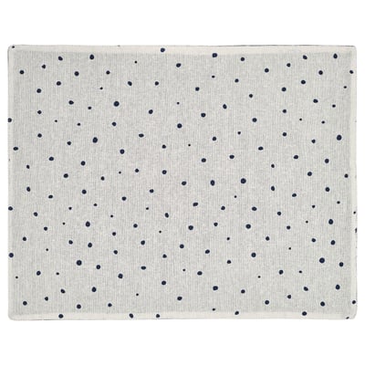 NISSÖGA reversible place mat, black dots on light base, rectangular, cotton-jute blend.