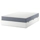 White NORDLI bed with blue-grey mattress and 6 drawers. Modern, low profile, for small spaces.