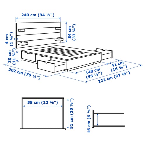 Illustration with measurements for the product: NORDLI.