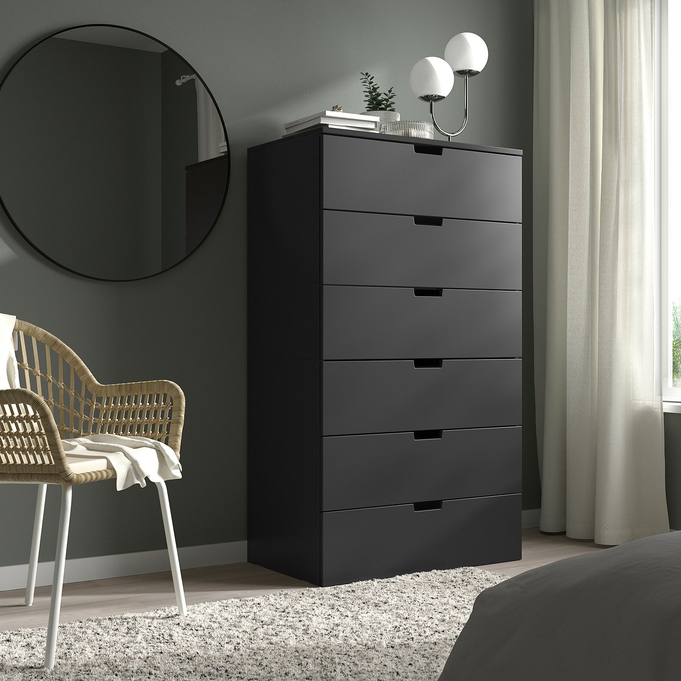 NORDLI chest of 6 drawers, anthracite, 80x145 cm - IKEA Latvia