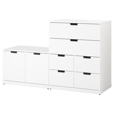 White NORDLI chest & drawer set, modern, clean lines.
