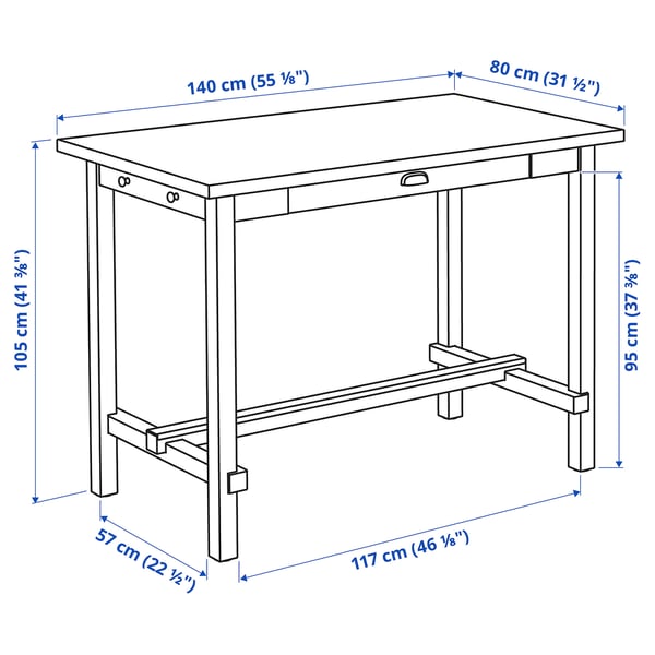 Illustration with measurements for the product: NORDVIKEN.